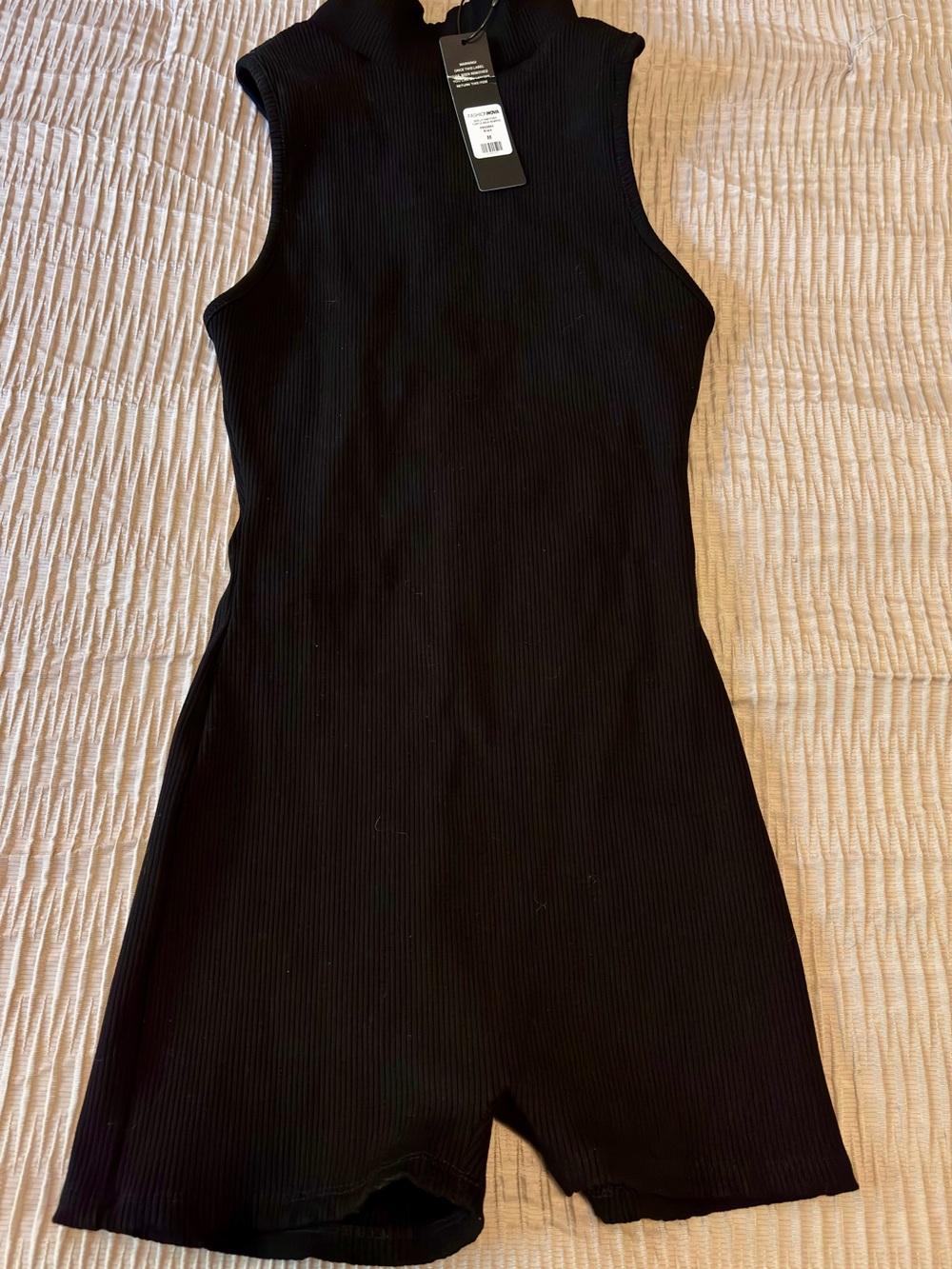 Black Ribbed Sleeveless Jumpsuit Romper